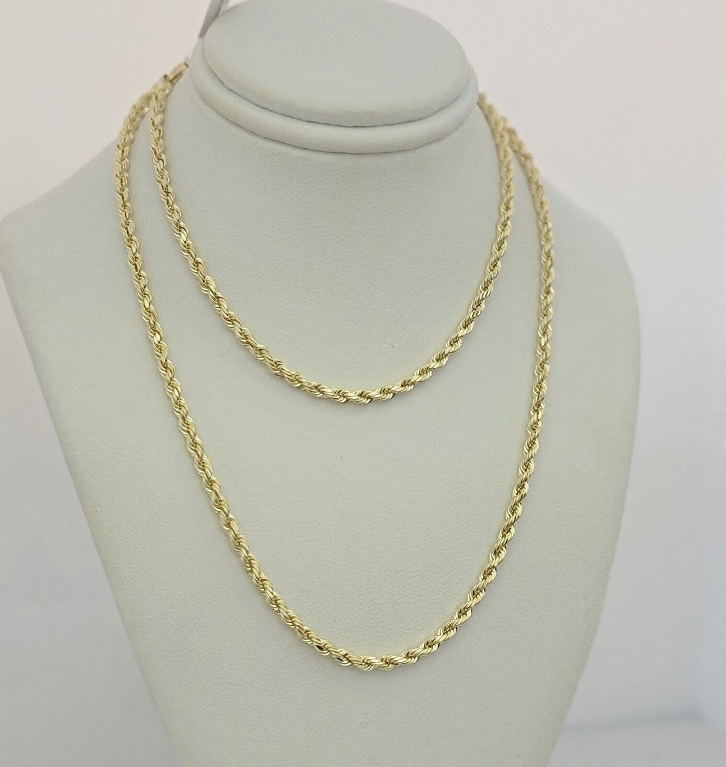 10k Yellow Gold Chain Rope Necklace 3mm 18" 20" 22" 24" 26" 28 Inch REAL 10kt