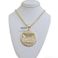 REAL 10k Gold Franco Chain Necklace 24 Inch Last Supper Pendant SET 10KT For Men