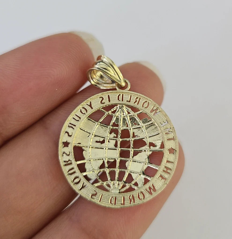 10k World is Yours Charm Pendant REAL 10Kt Yellow Gold Genuine
