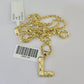 10k Gold Initial L Charm Rope Chain 16"-26" 2.5mm SET Necklace Alphabet Pendant