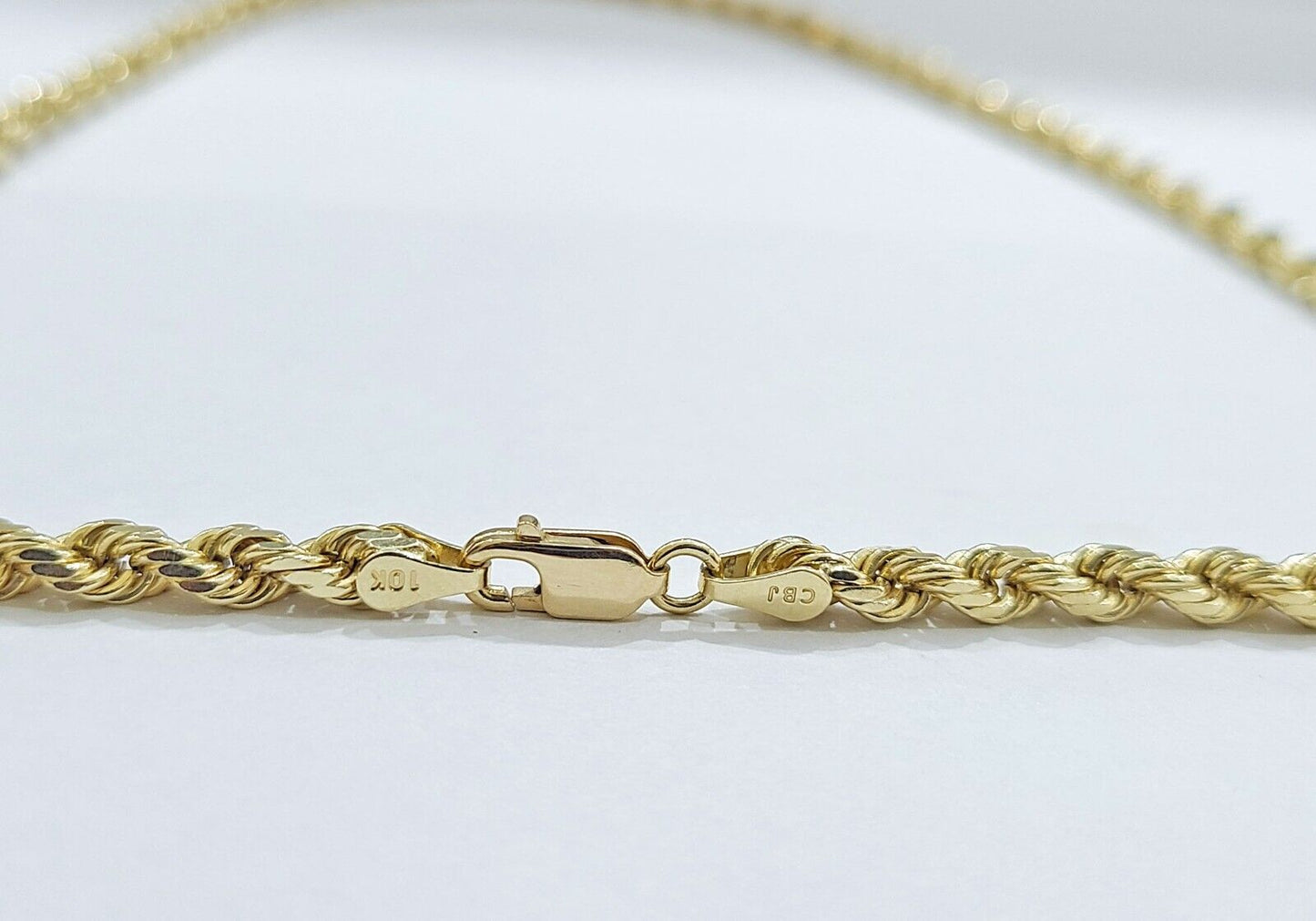 Real 10k Yellow Gold Chain Necklace Rope Chain 4mm 18 inch Solid 10kt Men Women