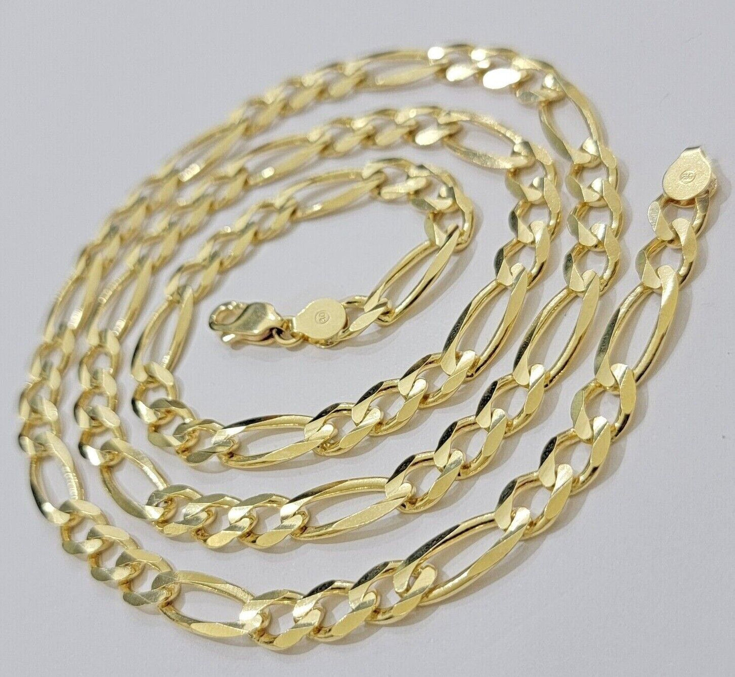 Figaro Link Chain 14k Yellow Gold 7mm Necklace 20 - 30 Inch SOLID 14kt STRONG