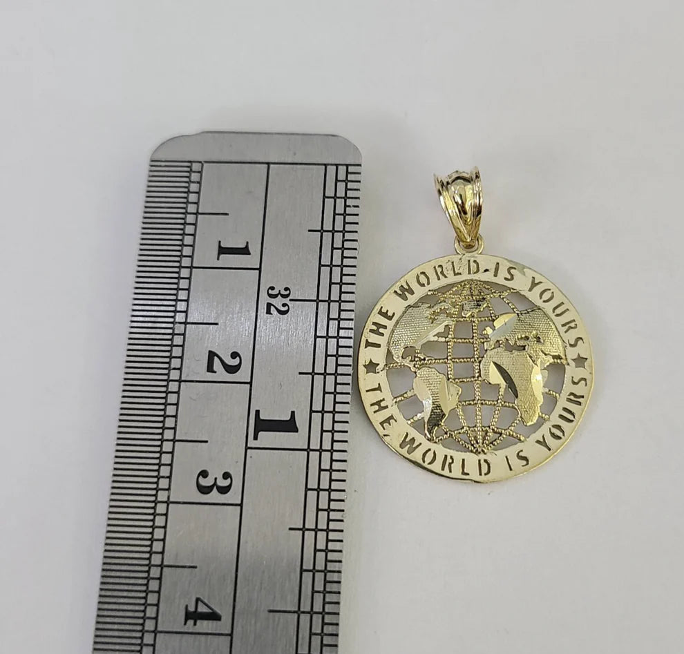 10k World is Yours Charm Pendant REAL 10Kt Yellow Gold Genuine