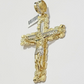 Real 10k Gold Cross Charm Pendant Jesus Crucifix 3.5'' Inch Men 10KT Yellow Gold