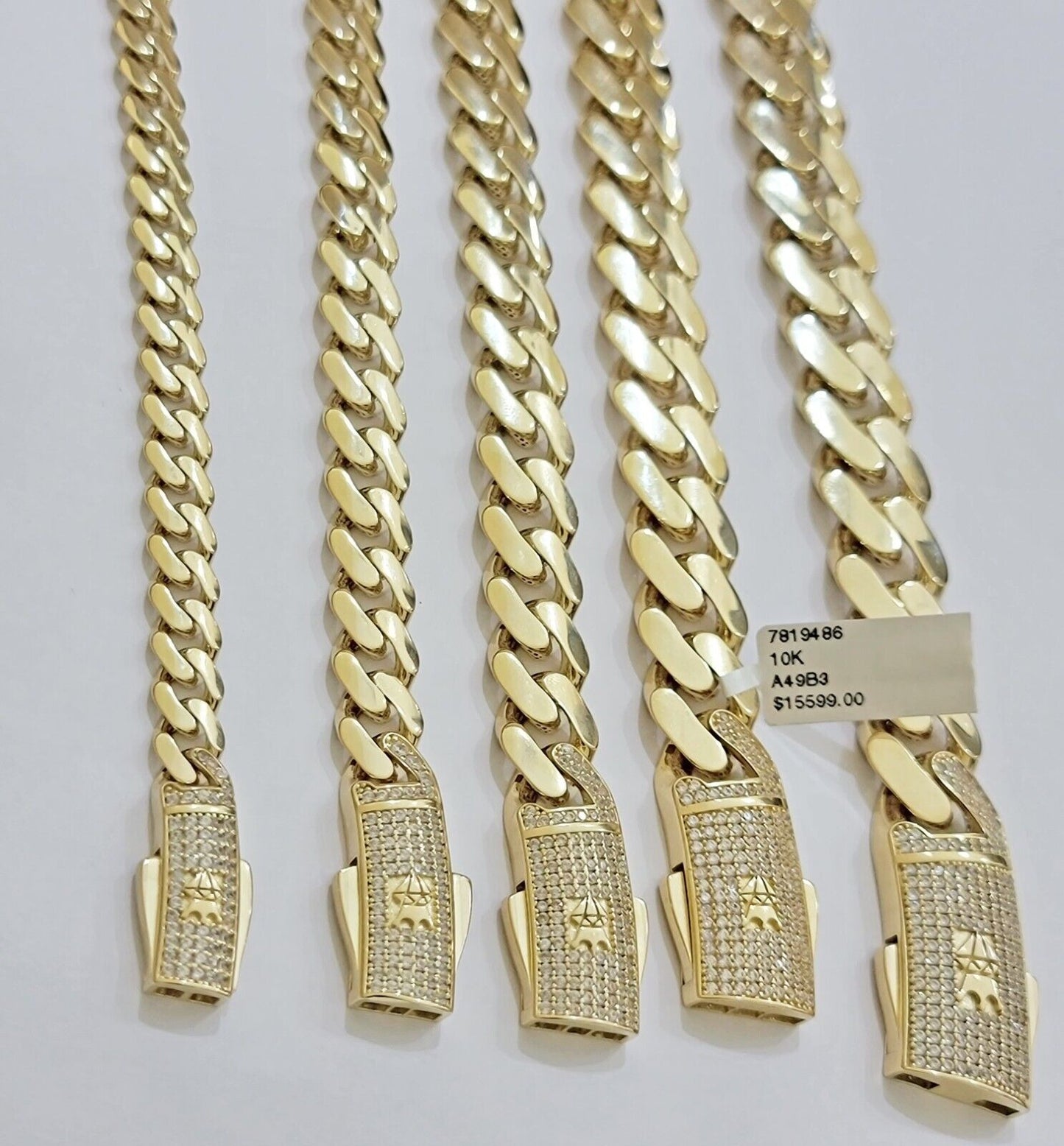 Real 10k Gold Link Chain Necklace Royal Cuban Monaco 7mm 8mm 9mm 11mm 13mm 15mm