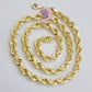 Real 14k Rope Chain Necklace 22 inch 7mm Diamond Cut Mens 14kt Yellow Gold SOLID