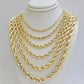 Real 10k Gold Rope Chain Necklace 18-30 Inch 3mm To 10mm Diamond Cut 10KT Yellow