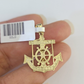 10K Solid Franco Chain Jesus Anchor Pendant Charm Necklace 16"-22" 1mm Gold