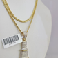 10K Solid Gold Miami Cuban Chain SET Diamond Plug Charm 18"-26" 2.5mm Necklace