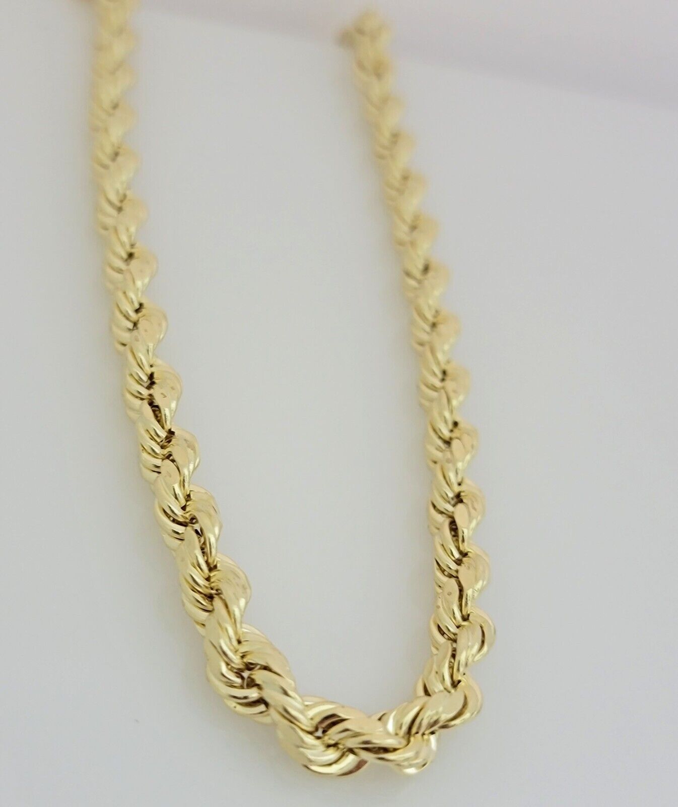 10K Yellow Gold Rope Chain Necklace 7mm 22 Inch REAL 10kt Diamond Cuts For Mens