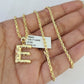 10k Gold Initial E Charm Rope Chain 16"-26" 2.5mm SET Necklace Alphabet Pendant
