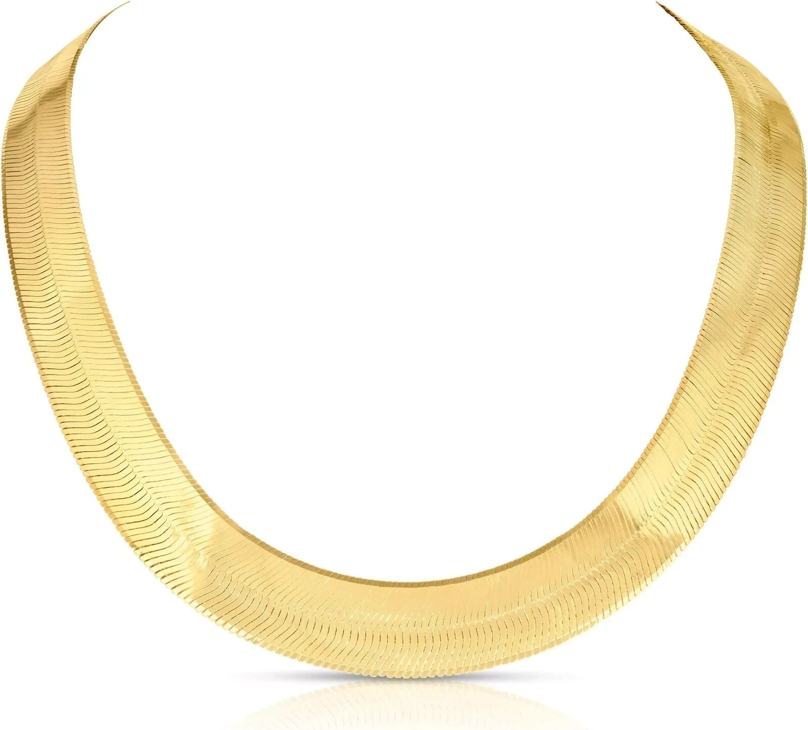 Real 10k Yellow Gold Herringbone Chain Necklace 15mm 22Inch Solid 10kt Men Women