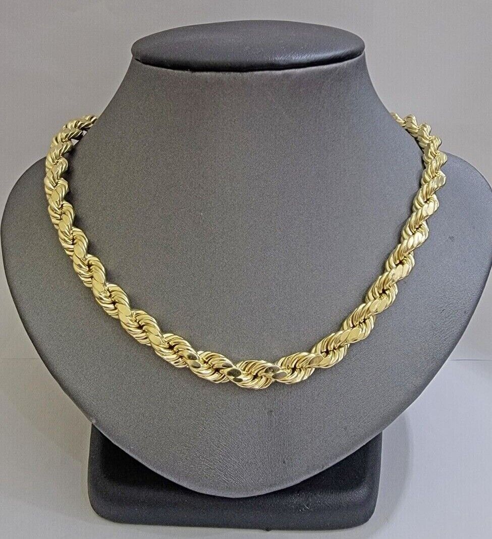 Real 10k Yellow Gold 8mm Rope Chain Necklace 18 in- 30 Inch Diamond Cuts 10kt