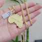 Real 10k Gold Chain & AFRICA Map Charm Pendant SET 24 Inch Cuban Link Necklace