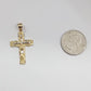 Real 14k Yellow Gold Jesus Crucifix Nugget Cross Charm Pendant 1.5" inch