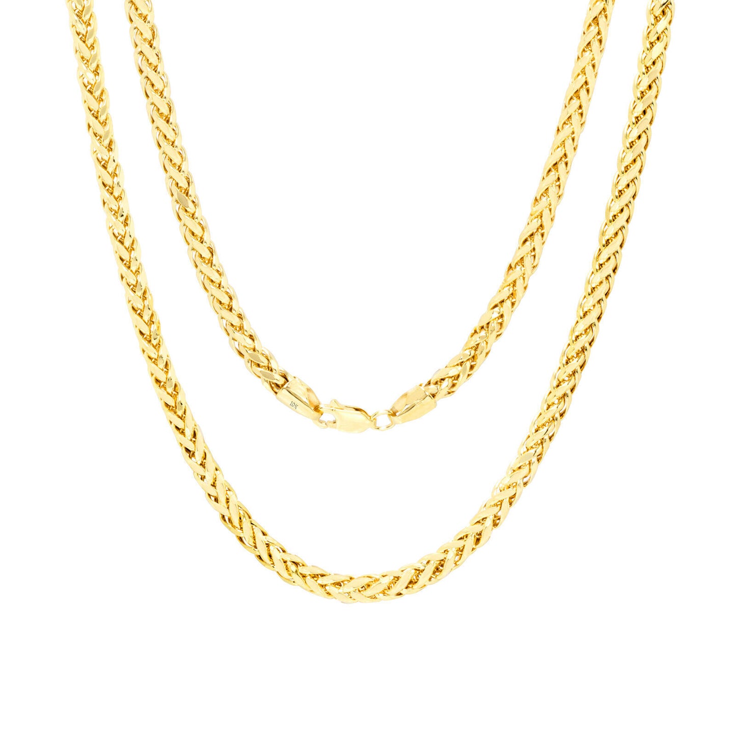 Real 10K Yellow Gold Palm Chain 4mm Necklace 20-26'' inch Lobster Lock Hollow