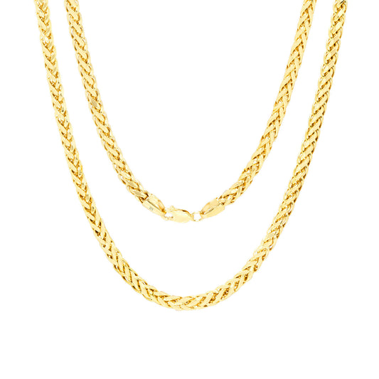 Real 10K Yellow Gold Palm Chain 4mm Necklace 20-26'' inch Lobster Lock Hollow