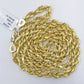 Real 14K Yellow Gold Rope Chain Necklace 5mm 22" 24" 26" inch for Men, Lobster