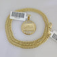 Real 10k Gold Chain Pendant SET Last Supper Charm Miami Cuban Link Necklace 2mm