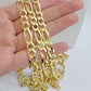 Figaro Link Chain 14k Yellow Gold 7mm Necklace 20 - 30 Inch SOLID 14kt STRONG