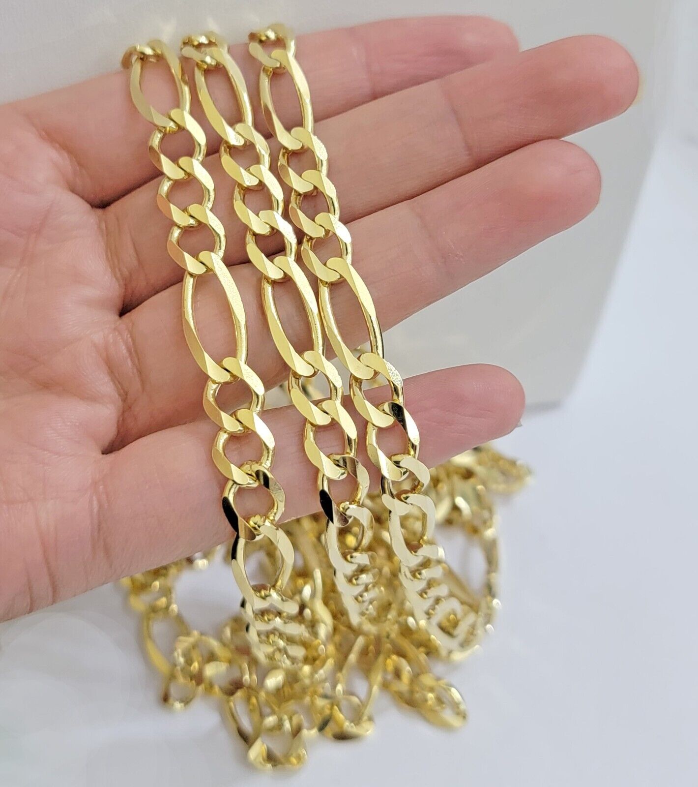 Figaro Link Chain 14k Yellow Gold 7mm Necklace 20 - 30 Inch SOLID 14kt STRONG