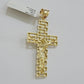 Real 10k Gold Rope Chain Cross Charm Pendant SET 3mm 20" Necklace Jesus Crucifix