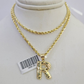 10k Gold Initial R Charm Rope Chain 16"-26" 2.5mm SET Necklace Alphabet Pendant