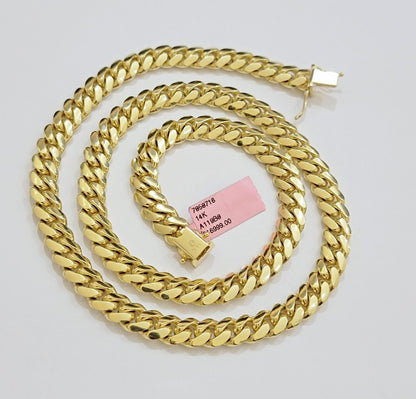 14k Yellow Gold Necklace 8mm Miami Cuban Link Chain 20 - 32 Inch REAL 14kt SOLID