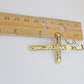 Real 10k Yellow Gold Cross charm Hollow INRI Pendant 2.5 Inch For Mens 10KT /AS