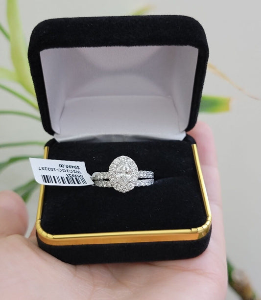 Real 14k White Gold Ring 2CT Diamond Engagement Wedding SET Ladies Women Genuine