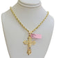 REAL 14k Gold Rope Necklace Cross Charm Pendant SET SOLID 4mm 20" Choker Chain