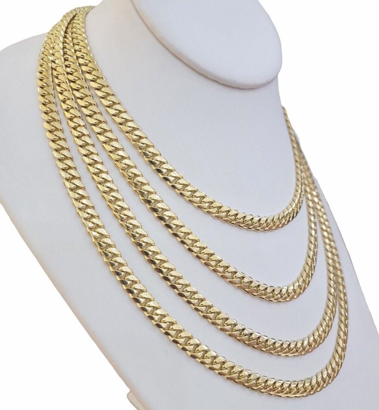 Real 14k Yellow Gold Miami Cuban Link Chain 7mm 26" Necklace Box Lock For Mens