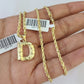 10k Gold Initial D Charm Rope Chain 16"-26" 2.5mm SET Necklace Alphabet Pendant