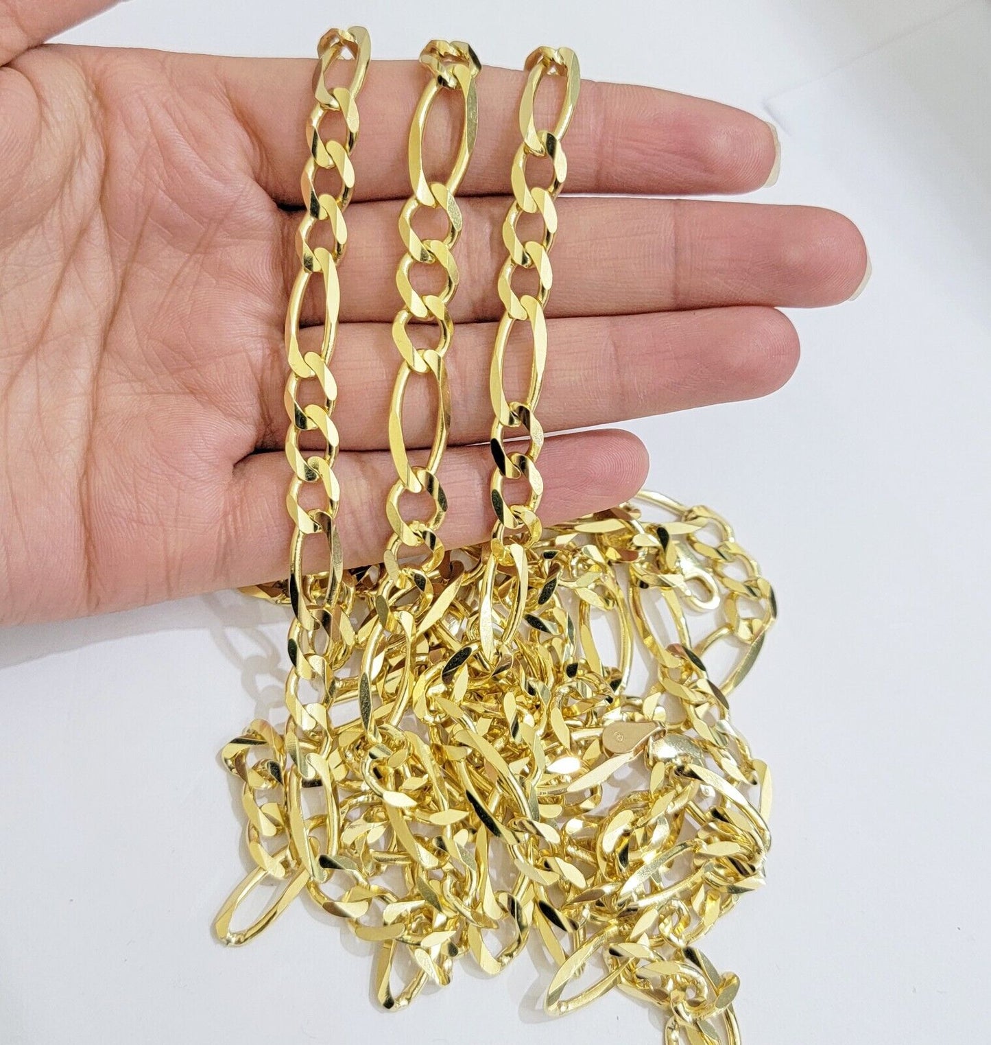 Figaro Link Chain 14k Yellow Gold 7mm Necklace 20 - 30 Inch SOLID 14kt STRONG