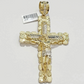 Real 10k Gold Cross Charm Pendant Jesus Crucifix 3.5'' Inch Men 10KT Yellow Gold