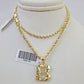 10k Gold Initial B Charm Rope Chain 16"-26" 2.5mm SET Necklace Alphabet Pendant