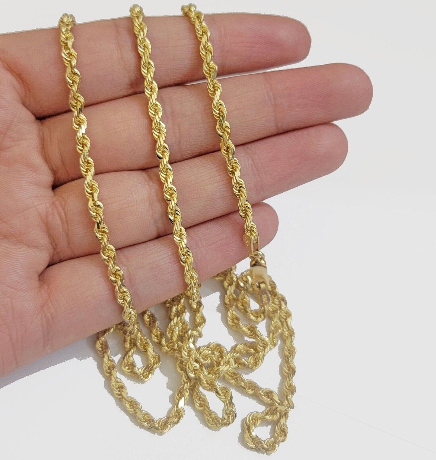 Solid 18k Yellow Gold Necklace Rope Chain 3mm 24'' Inch Real 18kt Men Women SALE