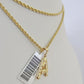 10k Gold Initial A Charm Rope Chain 16"-26" 2.5mm SET Necklace Alphabet Pendant