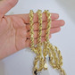 10k Yellow Gold Rope Chain Necklace 22 Inch 8mm Diamond Cuts Men's REAL 10KT