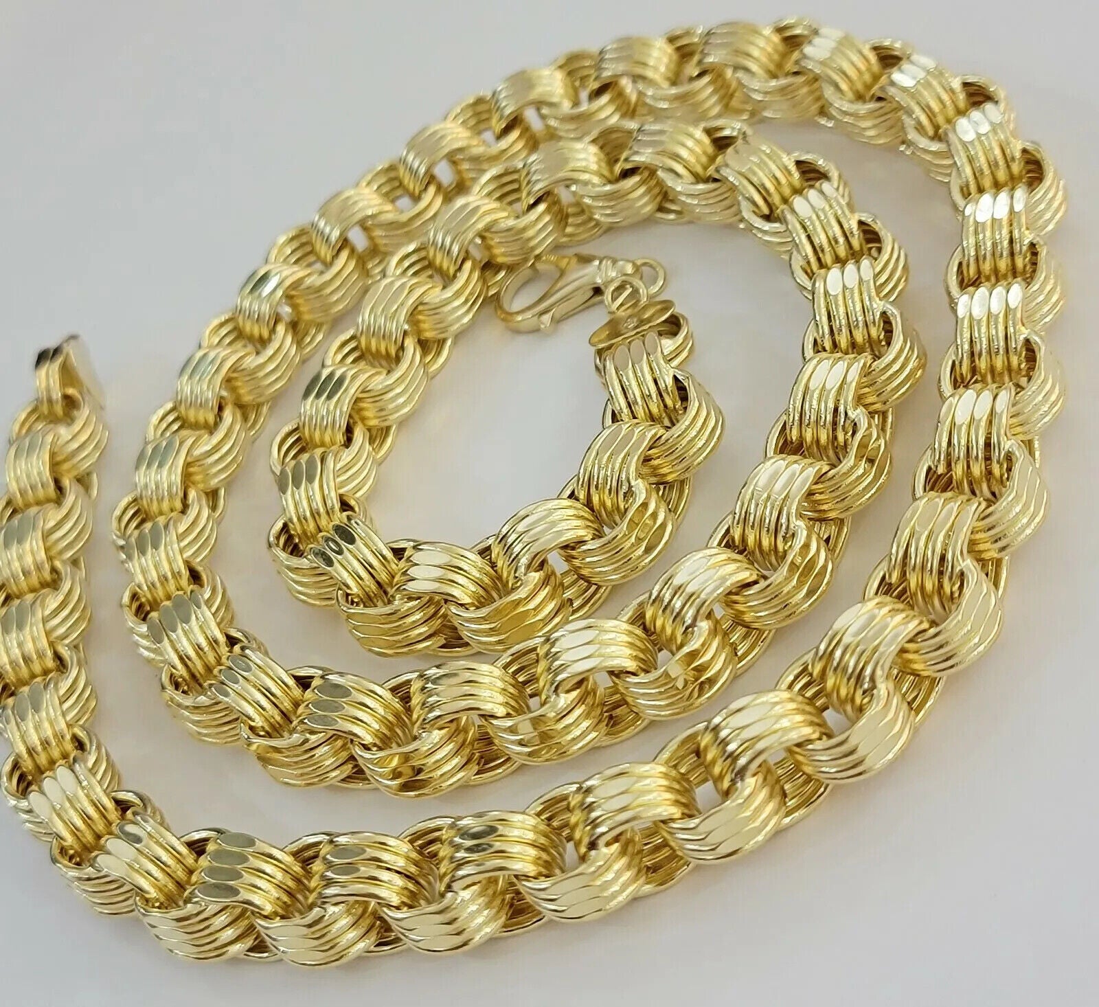 Real 10k Gold Necklace Byzantine Box Chain 12mm 24 Inch For Mens 10kt Alexandria