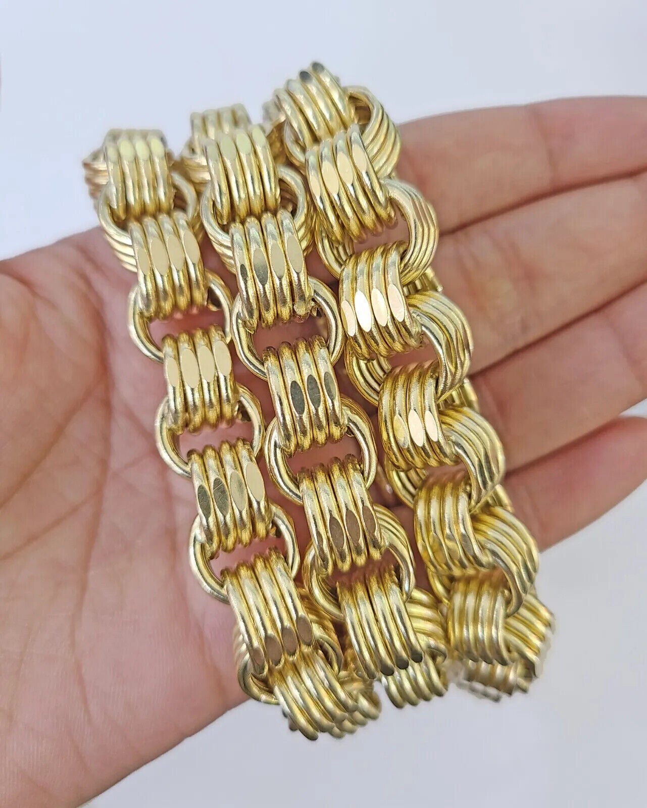 Real 10k Gold Necklace Byzantine Box Chain 12mm 26 Inch For Mens 10kt Alexandria