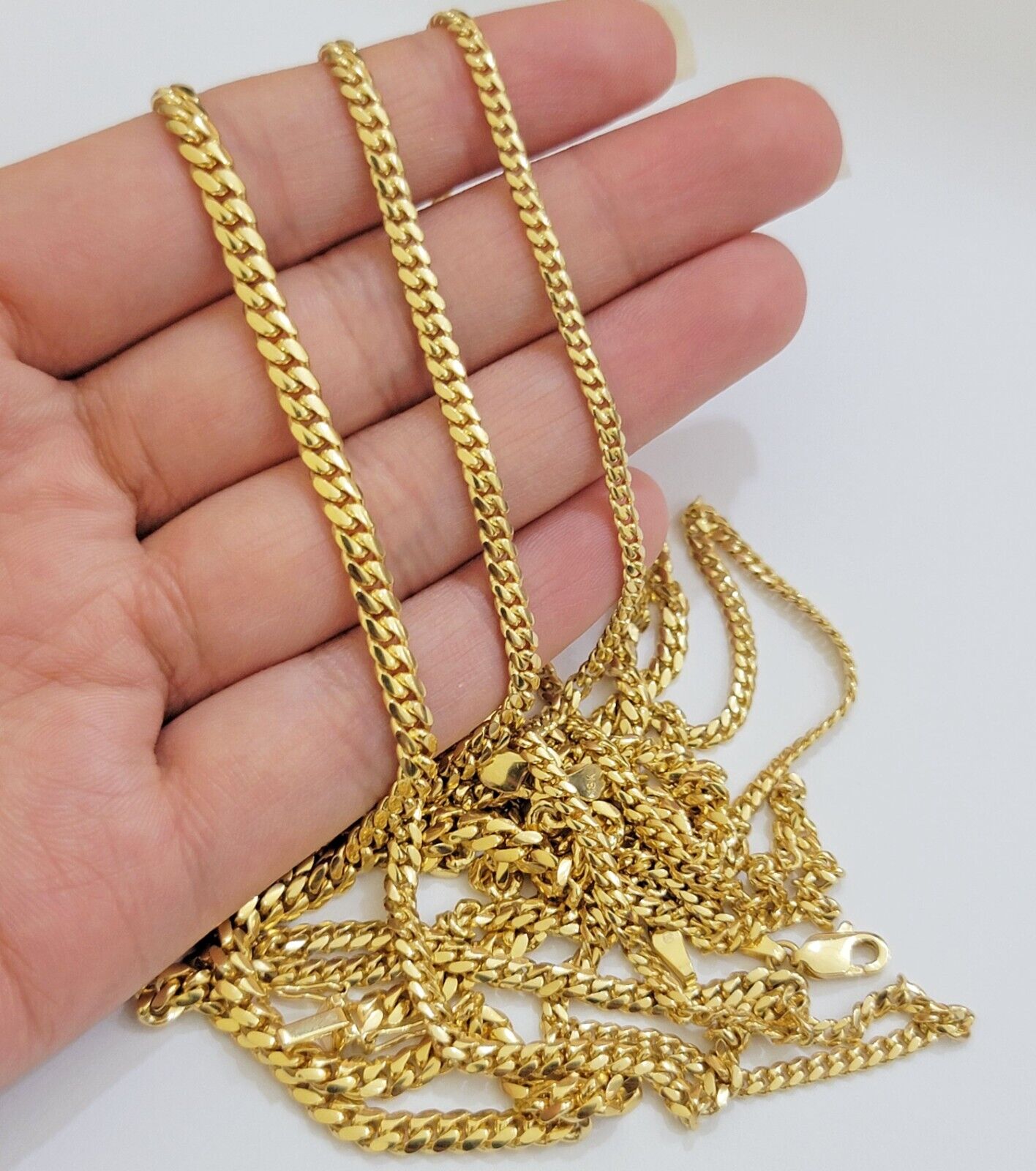 Real 18k Gold Chain Necklace Miami Cuban Link 2.5-4mm 18-26 Inch SOLID Men Women