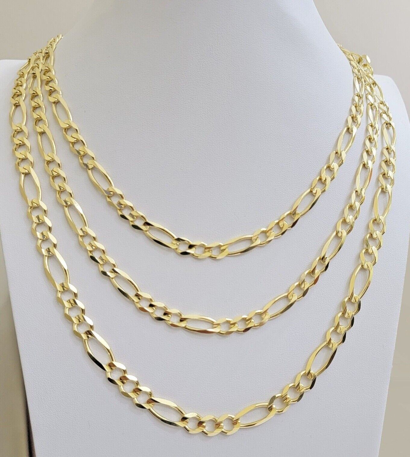 Figaro Link Chain 14k Yellow Gold 7mm Necklace 20 - 30 Inch SOLID 14kt STRONG