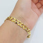 10k Gold Bracelet Id Name Plate Solid Yellow Gold 8Inch 8mm Cuban Curb Link REAL