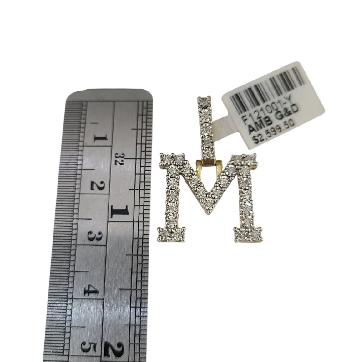 10K Gold Miami Cuban Chain M Diamond Initial 18"-24" 2mm Pendant Necklace SET