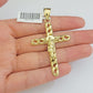 Real 10k Yellow Gold Cross charm Hollow Jesus Pendant 2.2 Inch For Mens 10KT /AS