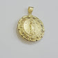 Real 10k Yellow Gold Charm Pendant Jesus Head Face & Virgin Mary 2 Inch 10KT Men