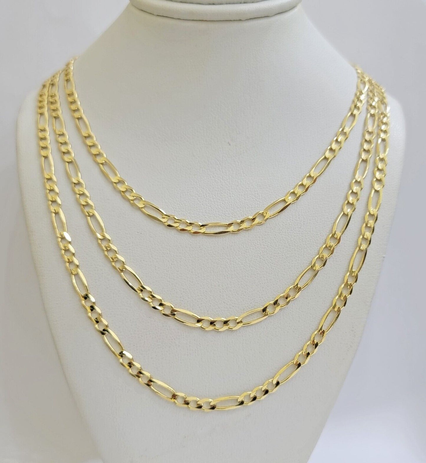 Figaro Link Chain 14k Yellow Gold Necklace 3.5mm 18 - 28 Inch SOLID 14kt STRONG