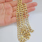 Real 10k Yellow Gold Chain Curb Link Necklace 8mm 18-30 Inch Diamond Cut Twotone