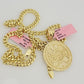 Real 14k Gold Miami Cuban Link Chain Mayan Charm Pendant SET 5mm Necklace 20-28"